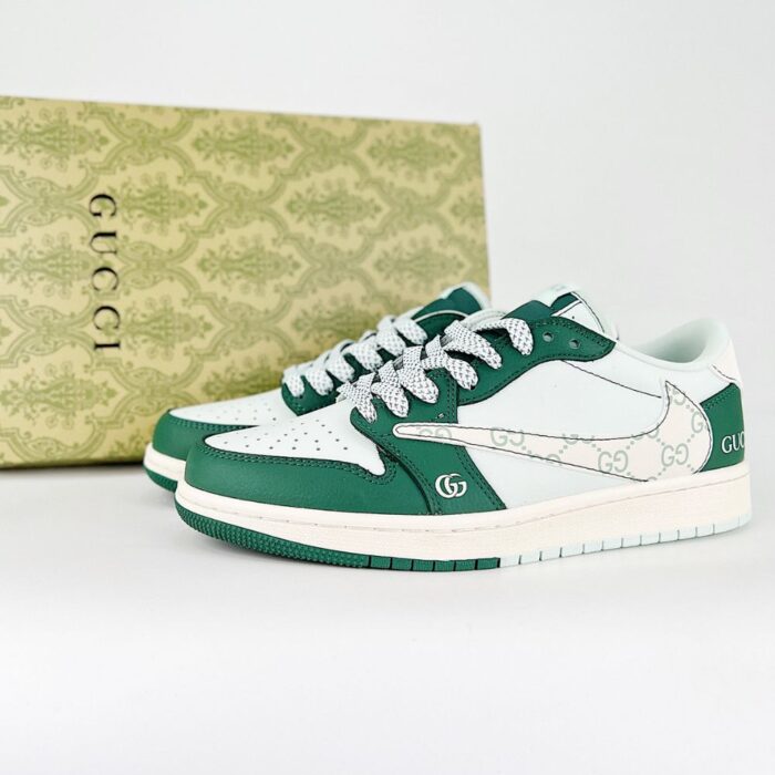 NIKE AIR JORDAN 1 LOW X TRAVIS SCOTT X GUCCI TS JOINT BARB SNEAKERS GREEN - Image 2