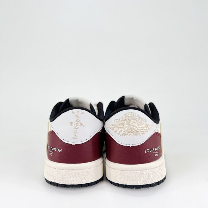 NIKE AIR JORDAN 1 LOW X TRAVIS SCOTT X LOUIS VUITTON WHITE DARK RED BLACK SILVER - Image 5