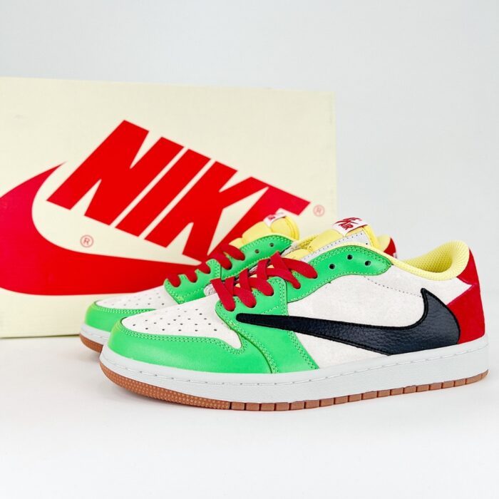 NIKE AIR JORDAN 1 LOW X TRAVIS SCOTT JOKER WHITE GREEN RED - Image 2