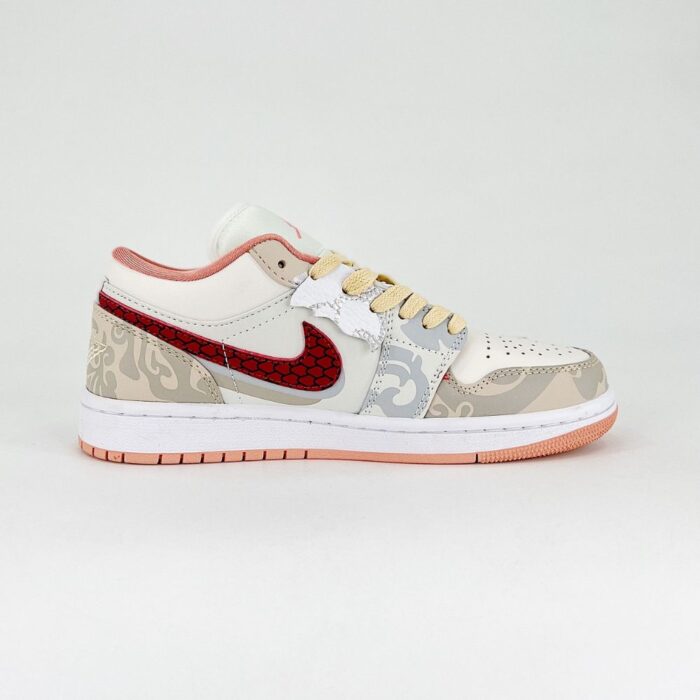 NIKE MEN'S JORDAN 1 LOW CNY CUSTOM JOYFUL SPRING WHITE - Image 3