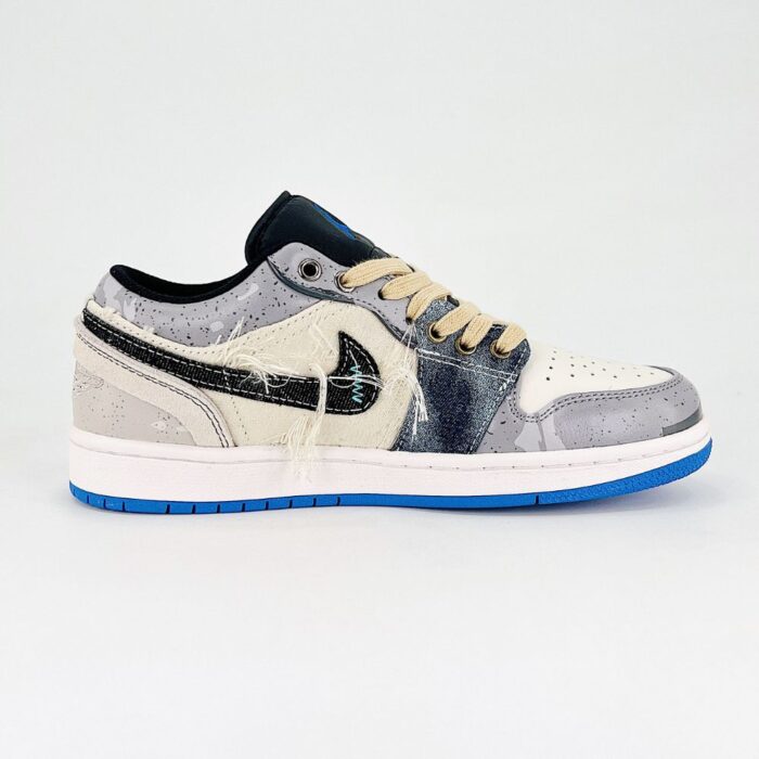 NIKE MEN'S JORDAN 1 LOW CUSTOM OVERFISHING GRAY - Image 3