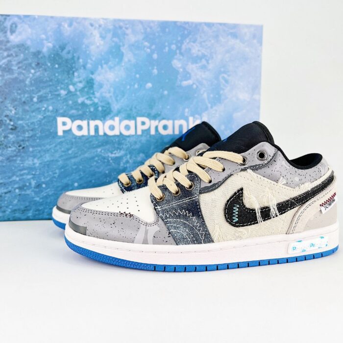 NIKE MEN'S JORDAN 1 LOW CUSTOM OVERFISHING GRAY - Image 2