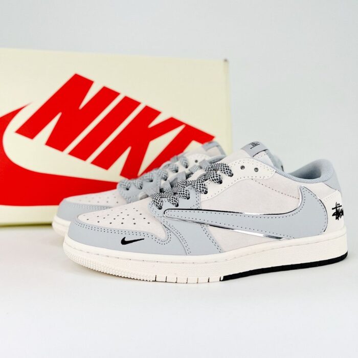 NIKE AIR JORDAN 1 LOW X TRAVIS SCOTT X STUSSY SILVER GREY - Image 2