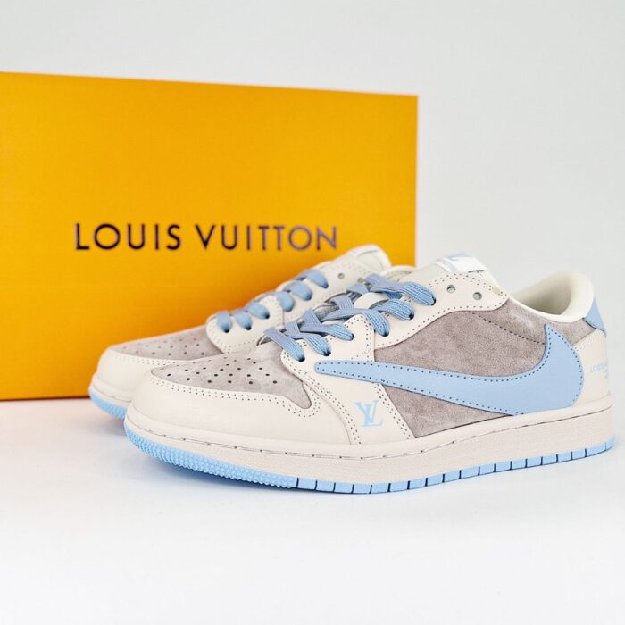 NIKE AIR JORDAN 1 LOW X TRAVIS SCOTT X LOUIS VUITTON GREY BLUE - Image 2