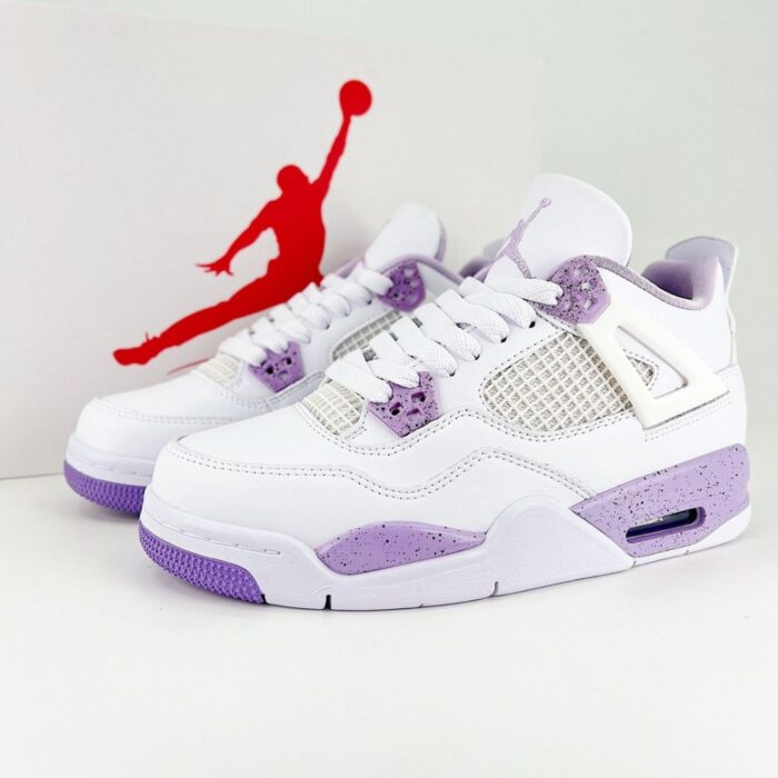 NIKE AIR JORDAN 4 RETRO WHITE PURPLE OREO - Image 2