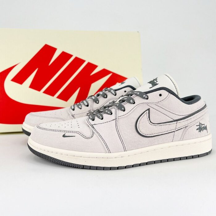 NIKE AIR JORDAN 1 LOW X STUSSY GREY - Image 2