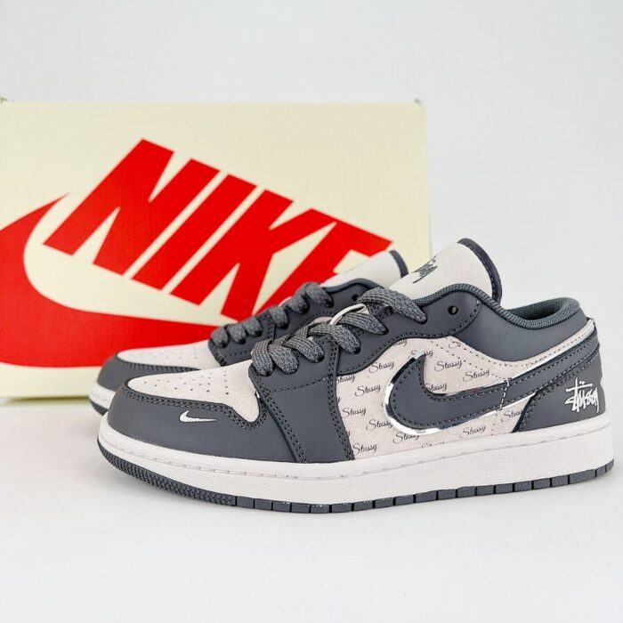 NIKE AIR JORDAN 1 LOW X STUSSY BLACK AND SMOKE GREY - Image 2