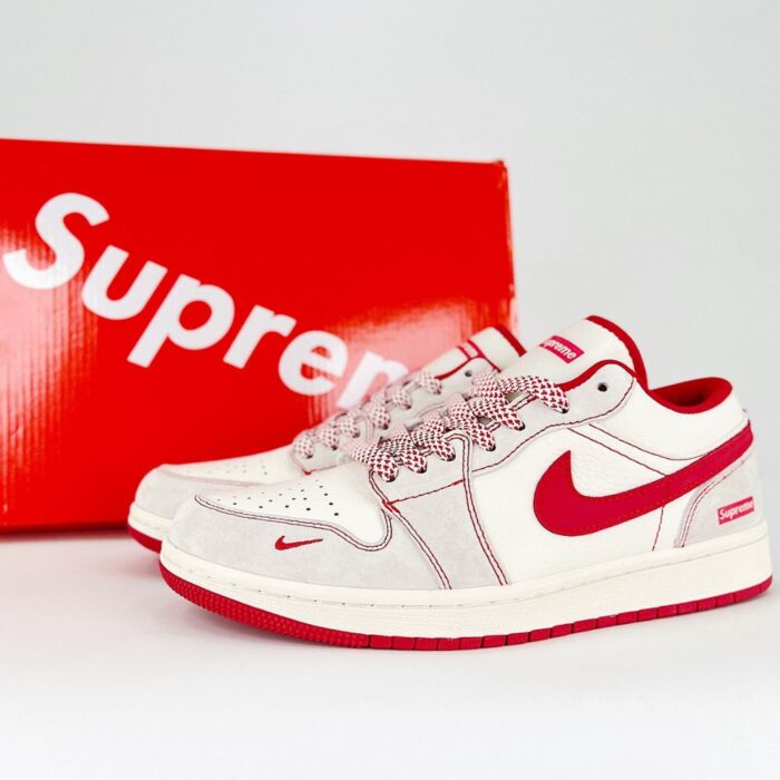 NIKE AIR JORDAN 1 LOW OG X SUPREME WHITE RED - Image 2