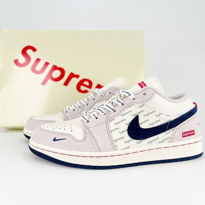 NIKE AIR JORDAN 1 LOW SUPREME WHITE GREY - Image 2