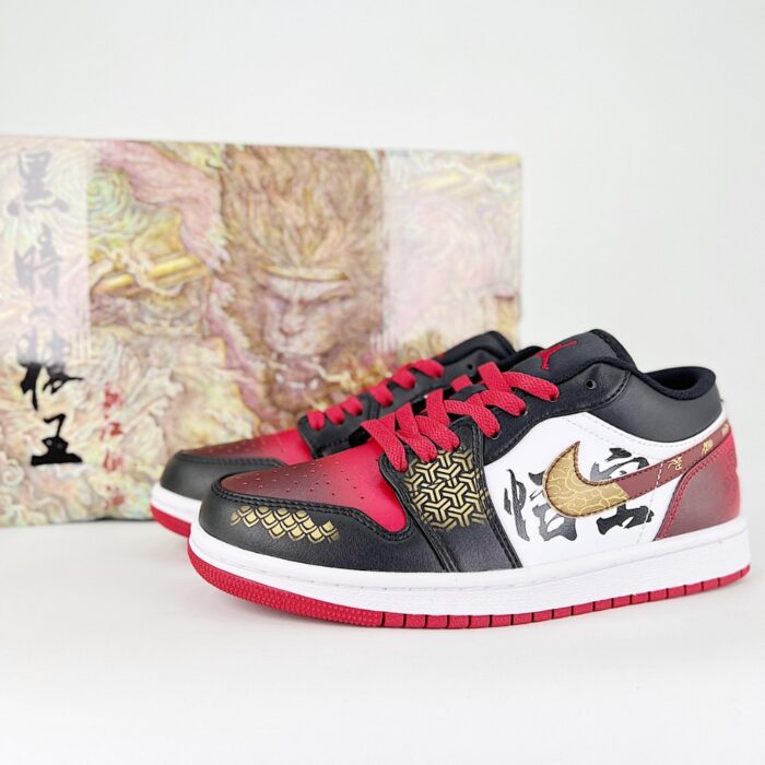 NIKE AIR JORDAN 1 LOW BLACK MYTH WUKONG BLACK RED - Image 2