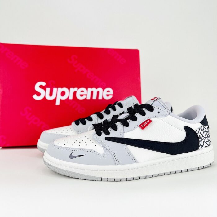 NIKE AIR JORDAN 1 LOW OG SP X TRAVIS SCOTT X SUPREME SMOKE GRAY STONE - Image 2