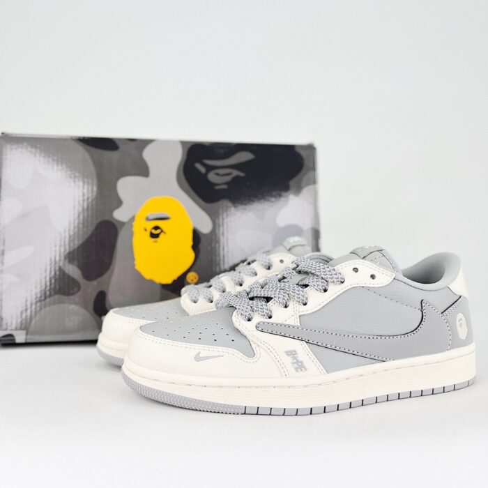 NIKE AIR JORDAN 1 LOW X TRAVIS SCOTT X FRAGMENT DESIGN OG SP BAPE WHITE GREY - Image 2