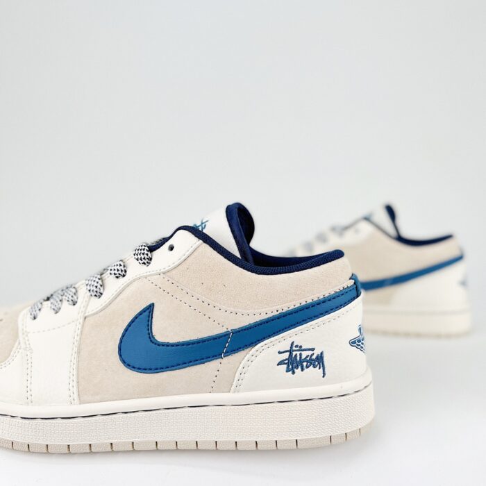 NIKE AIR JORDAN 1 RETRO LOW X STUSSY BROWN RICE BLUE - Image 3