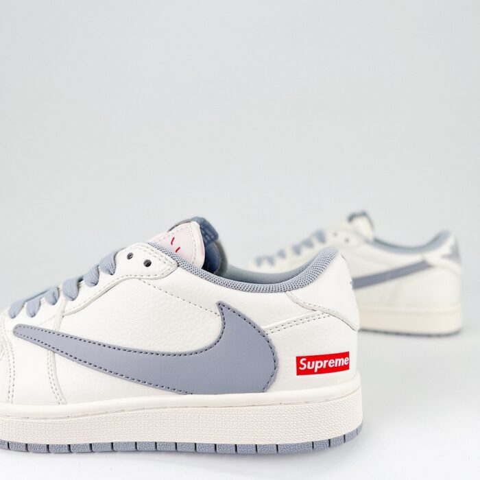 NIKE AIR JORDAN 1 LOW X TRAVIS SCOTT X SUPREME CUSTOM WHITE GREY - Image 3