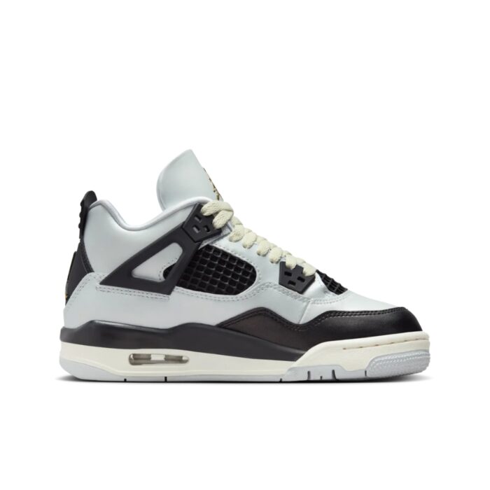 NIKE AIR JORDAN 4 OLDER KIDS PURE PLATINUM METALLIC GOLD SAIL BLACK FZ8585 070 - Image 2