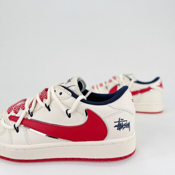 NIKE AIR JORDAN 1 X TRAVIS SCOTT X STUSSY LOW WHITE RED - Image 3