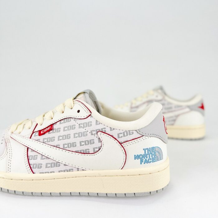 NIKE AIR JORDAN 1 LOW X THE NORTH FACE X CDG X TRAVIS SCOTT OG COMME DES GARCONS OFF WHITE RED - Image 3