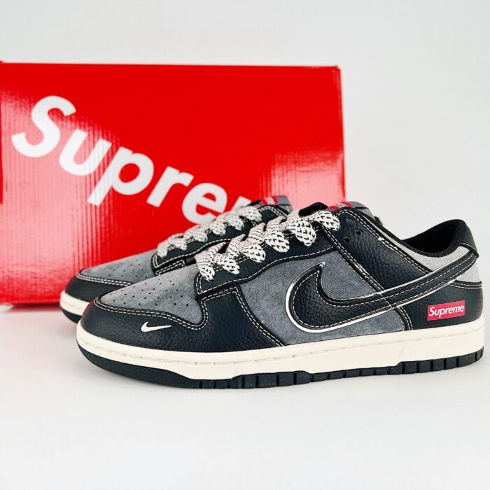 NIKE SB DUNK LOW X SUPREME BLACK DARK GRAY SMALL HOOK STARS XX9936 036 - Image 2