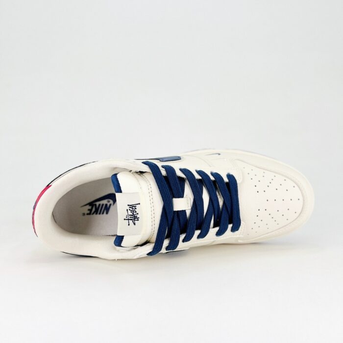 NIKE SB DUNK LOW X STUSSY BEIGE NAVY BLUE RED DQ1098 379 - Image 4