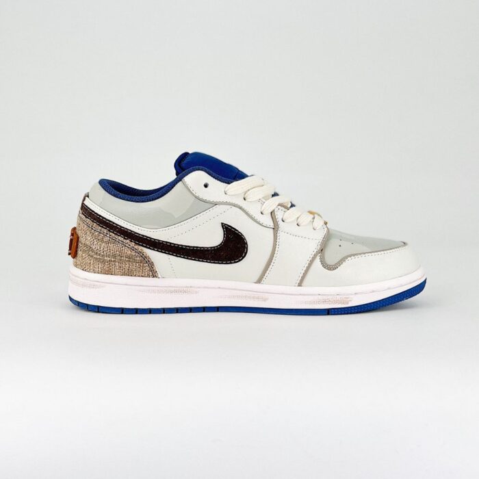 NIKE MEN'S JORDAN 1 LOW CUSTOM TREADING THE WAVES WHITE - Image 3