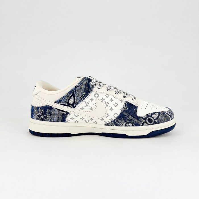 NIKE SB DUNK LOW X LOUIS VUITTON MONOGRAM DENIM WHITE NAVY - Image 3