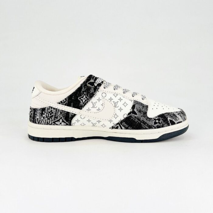 NIKE SB DUNK LOW X LOUIS VUITTON MONOGRAM DENIM WHITE BLACK - Image 3