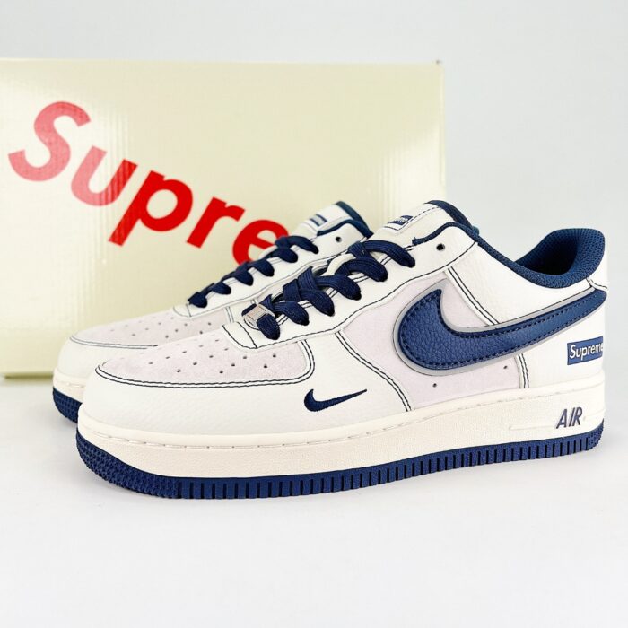 NIKE AIR FORCE 1 07 SUPREME WHITE NAVY BLUE - Image 2