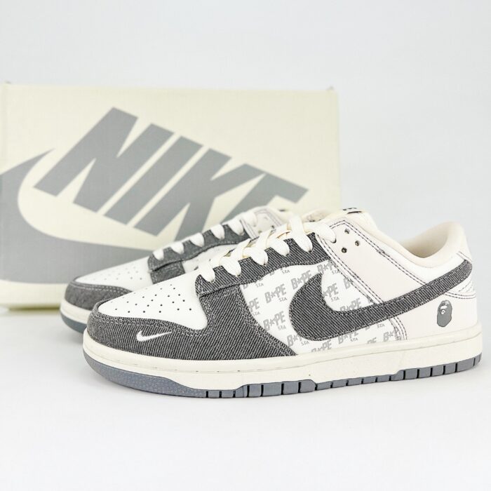 NIKE SB DUNK LOW X BAPE WHITE GREY HOOK QF1568 145 - Image 2