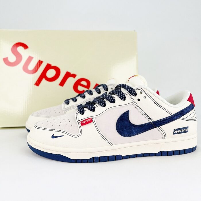 NIKE SB DUNK LOW X SUPREME BEIGE BLUE RED SMALL HOOK STARS BB7518 026 - Image 2