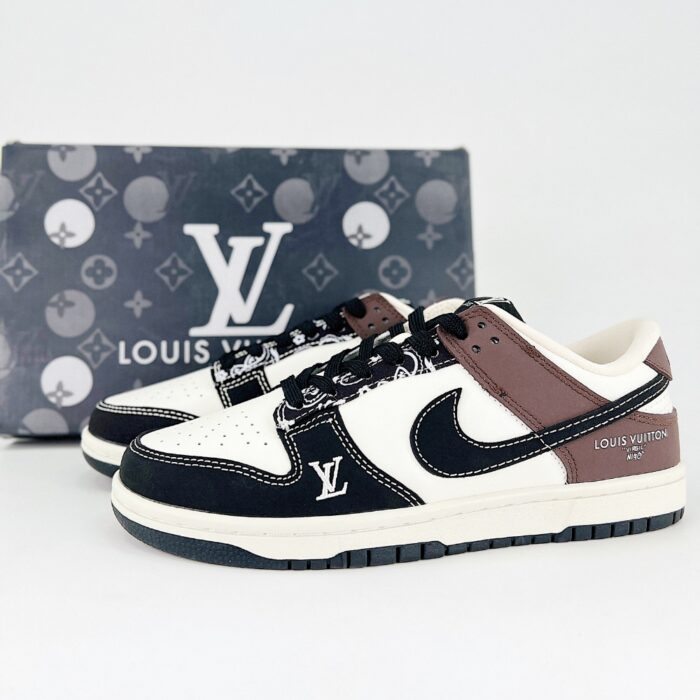 NIKE SB DUNK LOW X LOUIS VUITTON WHITE BLACK BROWN QF1568 142 - Image 2