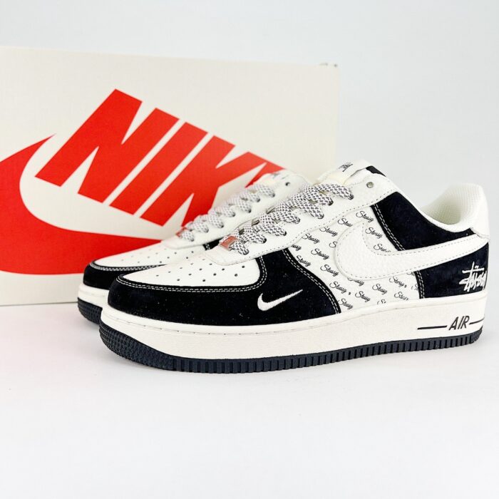 NIKE AIR FORCE 1 07 LOW STUSSY JOINT BLACK WHITE ENGLISH XZ6188 671 - Image 2