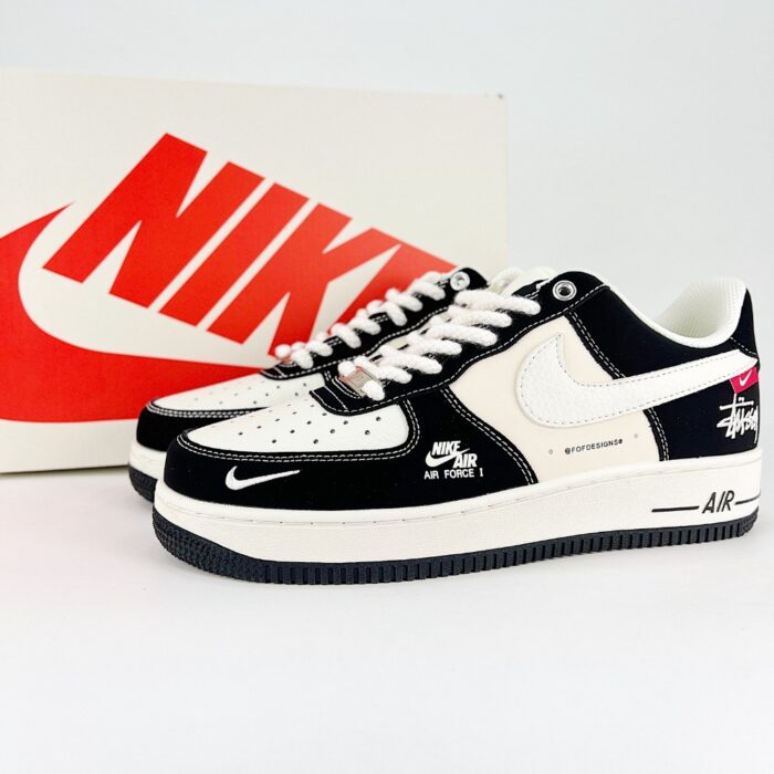 NIKE AIR FORCE 1 X STUSSY JOINT BEIGE BLACK RED SJ6698 014 - Image 2