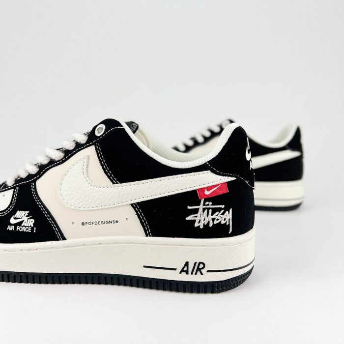 NIKE AIR FORCE 1 X STUSSY JOINT BEIGE BLACK RED SJ6698 014 - Image 3