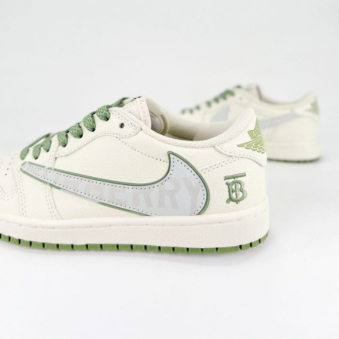 NIKE AIR JORDAN 1 LOW OG X TRAVIS SCOTT X BURBERRY GREEN WHITE - Image 5