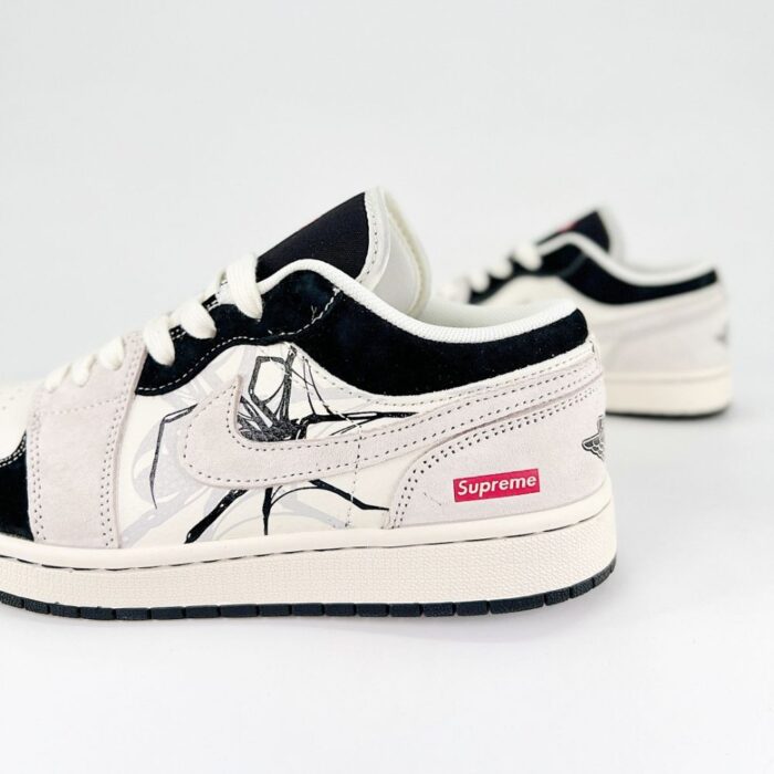 NIKE AIR JORDAN 1 LOW X SUPREME SPIDER BLACK WHITE - Image 5