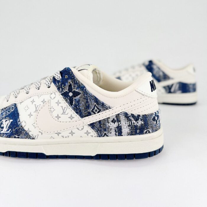 NIKE SB DUNK LOW X LOUIS VUITTON MONOGRAM DENIM WHITE NAVY - Image 5