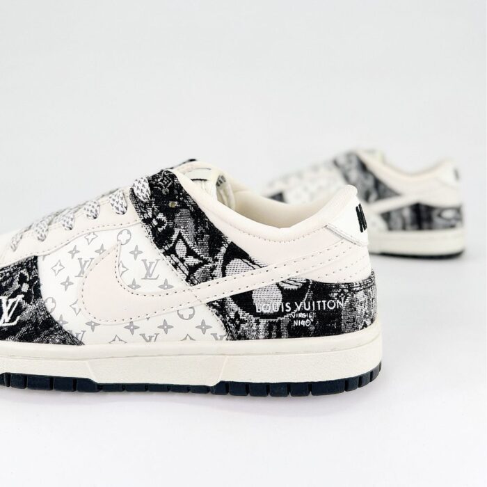 NIKE SB DUNK LOW X LOUIS VUITTON MONOGRAM DENIM WHITE BLACK - Image 5