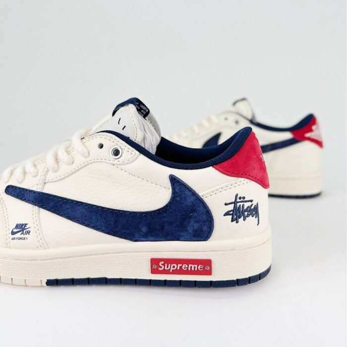 NIKE AIR FORCE 1 X STUSSY X SUPREME WHITE NAVY RED - Image 4