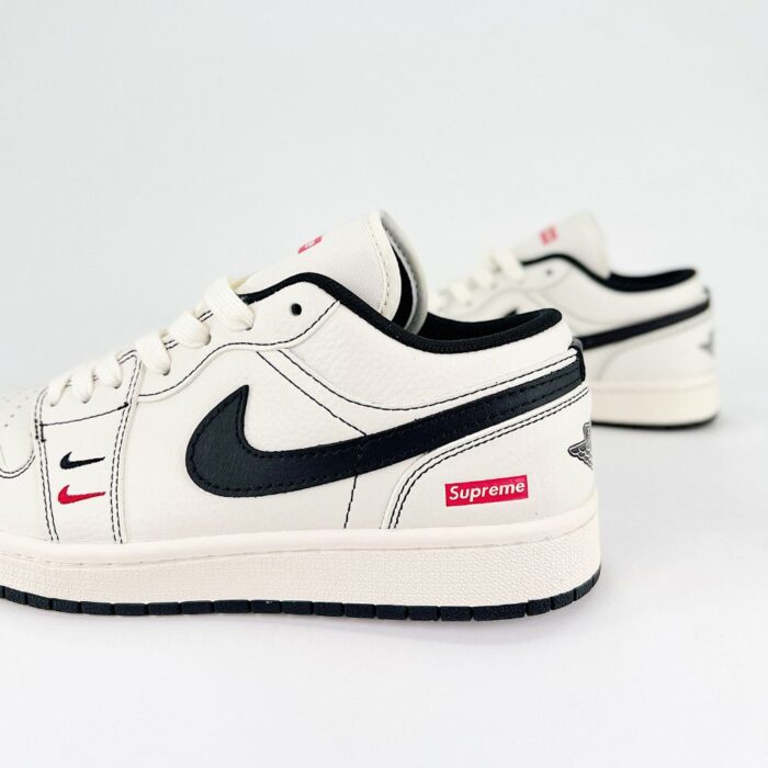 NIKE AIR JORDAN 1 LOW X SUPREME WHITE BLACK - Image 5