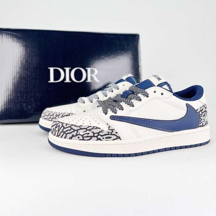 NIKE AIR JORDAN 1 RETRO LOW X TRAVIS SCOTT X DIOR WHITE BLUE - Image 2