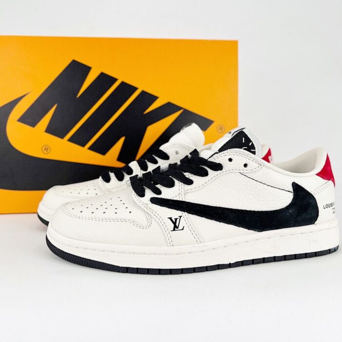 NIKE AIR JORDAN 1 LOW RETRO SP X TRAVIS SCOTT X LOUIS VUITTON OFF WHITE BLACK RED - Image 2