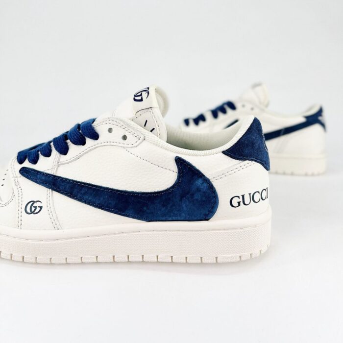 NIKE AIR JORDAN 1 LOW X TRAVIS SCOTT X GUCCI WHITE NAVY - Image 5