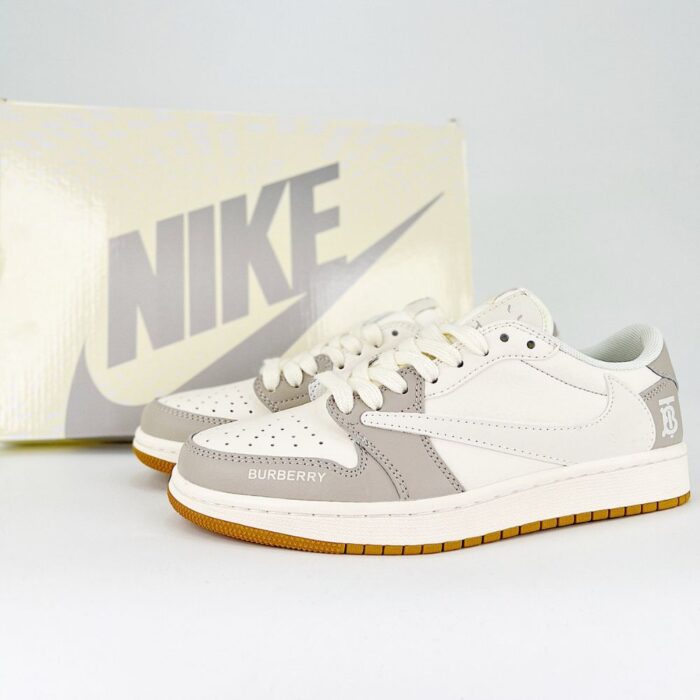 NIKE AIR JORDAN 1 LOW X TRAVIS SCOTT X BURBERRY WHITE NEUTRAL GREY - Image 2