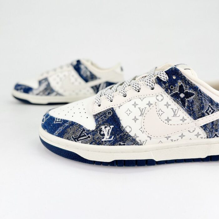 NIKE SB DUNK LOW X LOUIS VUITTON MONOGRAM DENIM WHITE NAVY - Image 6