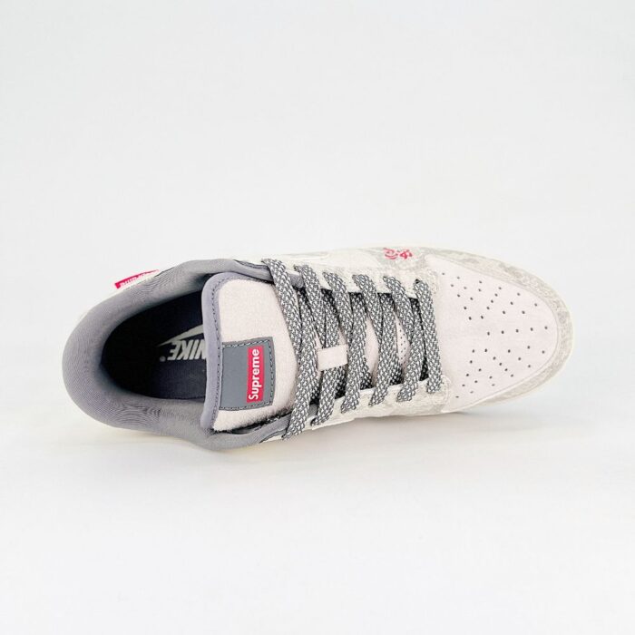 NIKE DUNK SB LOW X SUPREME LUNAR YEAR OF THE SNAKE WHITE GREY - Image 6