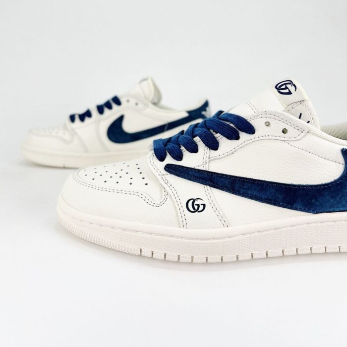 NIKE AIR JORDAN 1 LOW X TRAVIS SCOTT X GUCCI WHITE NAVY - Image 6