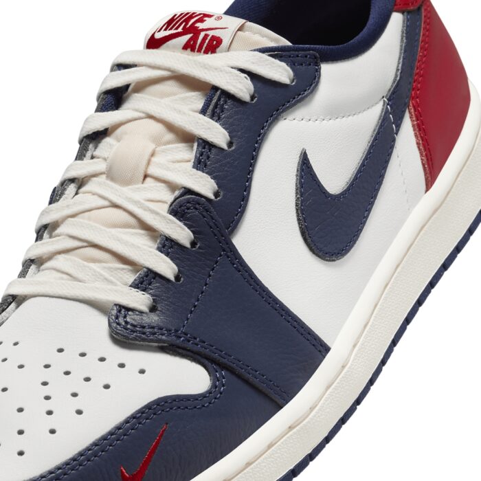 NIKE AIR JORDAN 1 LOW OG HOWARD UNIVERSITY WHITE GYM RED MIDNIGHT NAVY NEUTRAL GREY SAIL MUSLIN HQ2993 100 - Image 4