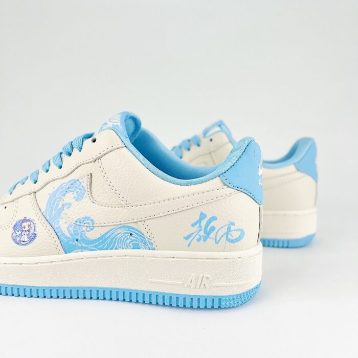 NIKE AIR FORCE 1 LOW 07 NEZHA CONQUERS THE SEA AO BING GRAFFITI LINGZHU BEIGE BLUE SMALL HOOK KK1988 060 - Image 3