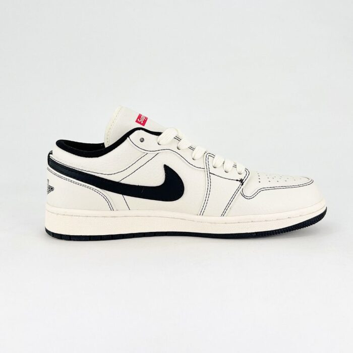 NIKE AIR JORDAN 1 LOW X SUPREME WHITE BLACK - Image 7