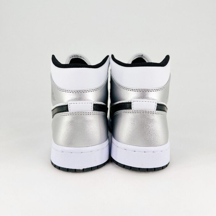 NIKE AIR JORDAN 1 MID SILVER TOE BLACK WHITE - Image 6